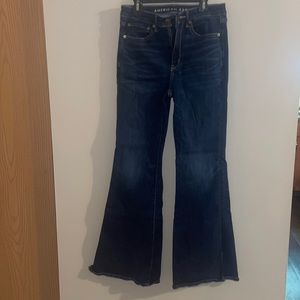American Eagle Super High Rise Flare Jeans size 6 regular dark wash